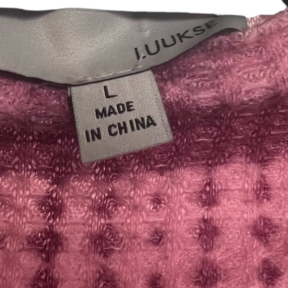 Women's Luukse Pink Tie Dye Waffle Knit Crewneck L - Picture 3 of 3